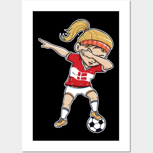 Dabbing Soccer Player Funny Denmark Fan T-Shirt girl Posters and Art